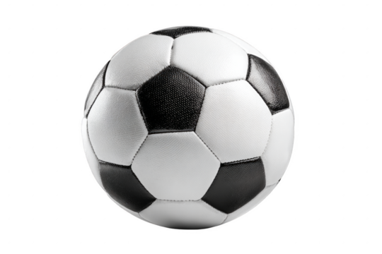 A soccer ball with black and white stripes - Powered by Adobe