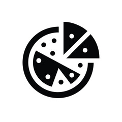 Abstract Pizza Pie Icon with Removed Slice