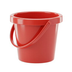 Red plastic bucket for kids toy or household use isolated PNG with Transparent Background