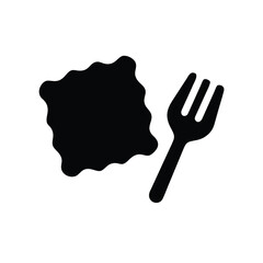 Black silhouette icon of a fork and food