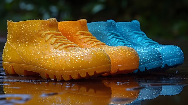 a pair of yellow boots