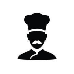 Chef Silhouette With Mustache and Tall Hat