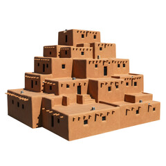 Adobe Pueblo building isolated PNG with Transparent Background
