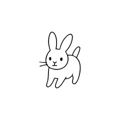 Simple black line drawing of a cartoon rabbit (1)