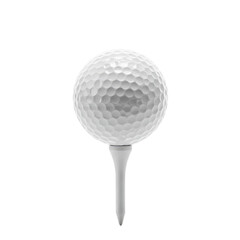 Golf ball on a tee for sports and recreation isolated PNG with Transparent Background