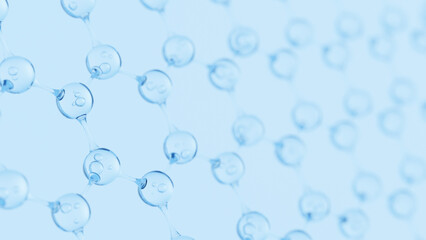 Abstract Molecule and Atom Structure Model - Science, Medical Background, Skincare Technology, and Cosmetic Innovation. 3d rendering.