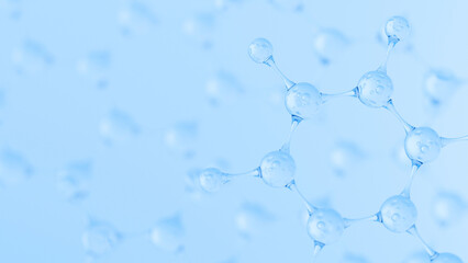 Abstract Molecule and Atom Structure Model - Science, Medical Background, Skincare Technology, and Cosmetic Innovation. 3d rendering.