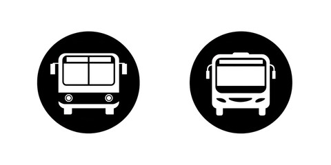 Two minimalist bus icons representing public transportation options. Perfect for urban planning, transit systems, and travel-related themes.