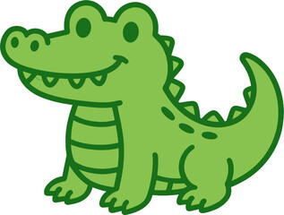 Cute Green Crocodile Cartoon | Baby Alligator Kids Illustration