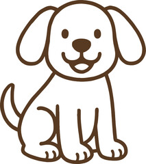 Cute Puppy Outline Cartoon | Smiling Dog Line Art Vector