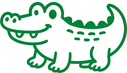 Funny Crocodile Cartoon Outline Vector Illustration