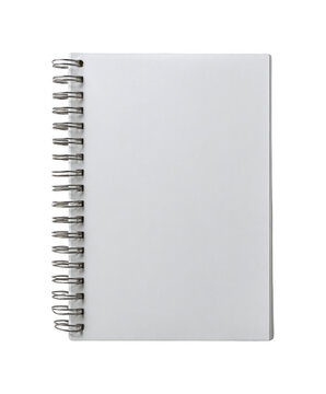 A spiral bound notebook with a white cover