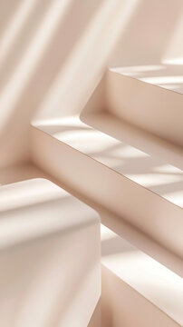 Sunlit beige platforms; abstract minimal composition