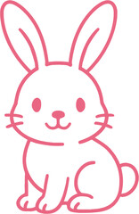 Cute Bunny Cartoon Illustration - Adorable Rabbit Animal Clipart Vector