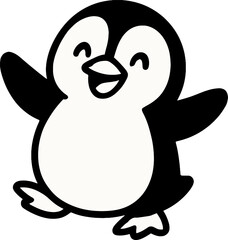Cute Penguin Cartoon Illustration - Adorable Winter Animal Clipart Vector