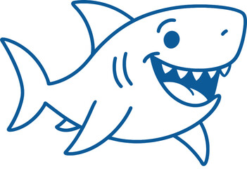 Cute Shark Cartoon Smiling Vector Illustration