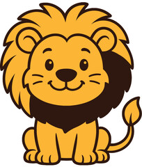 Kawaii Cute Lion with Rainbow Mane Illustration