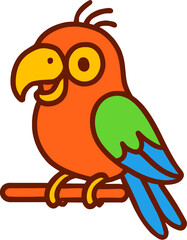 Parrot Cartoon Colorful Bird Vector Illustration