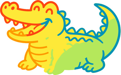 Rainbow Crocodile SVG PNG | Cute Alligator Clipart | Colorful Rainbow Animal Sticker for Kids