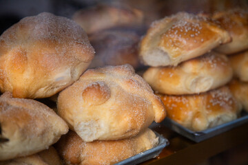 Pan de muertos. A traditional Mexican bread for the Day of the Dead celebration.