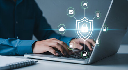 User secures digital assets and safeguards private information with advanced antivirus software