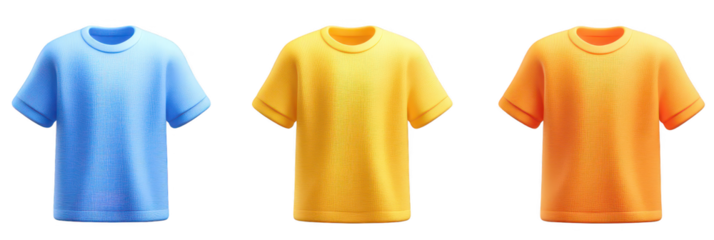 High quality photo of three colorful patterned robes isolated on transparent background.