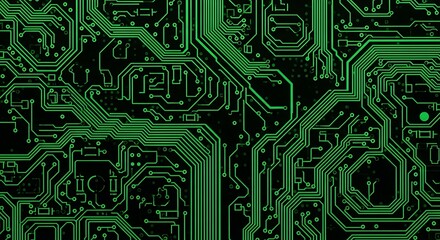 Intricate Green Circuit Board Design - Technology and Electronic Components.
