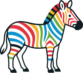 Obraz premium Rainbow Zebra Cartoon Colorful Clipart Cool