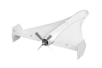Propeller-powered military UAV isolated on transparent background