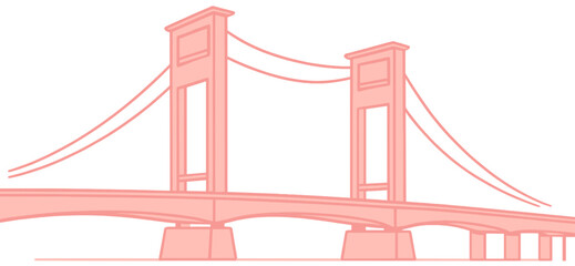 Ampera Bridge Illustration - Iconic Landmark of Palembang, Indonesia