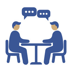two men having conversation icon, business meeting, discussion, communication or interview illustration