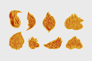 Outline Flame Set Hand Drawn Vector Image