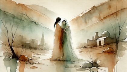 Sacred Meeting of Mary and Elizabeth Christian Art.