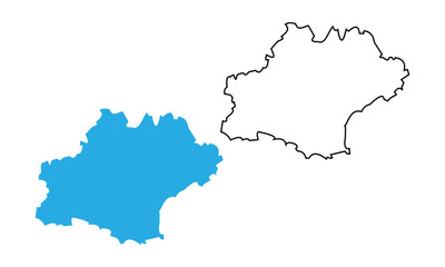 Obraz premium Occitanie, map of administrative division, region, of France. Map with detailed outline and blue silhouette