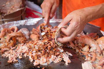 Ciudad de Mexico, Mexico; 1st November 2025: Street food stand serving the famous pork carnitas tacos in Mexico City.