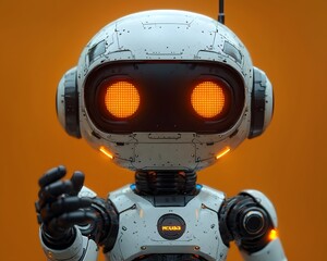 Robotic Companion: An engaging portrait of a friendly, high-tech robot, showcasing sleek design and an inviting presence.