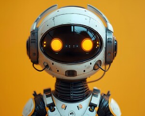 Futuristic Robot with Expressive Eyes: A close-up portrait of an advanced robot, its expressive glowing eyes and sleek design signaling the promise of innovation.