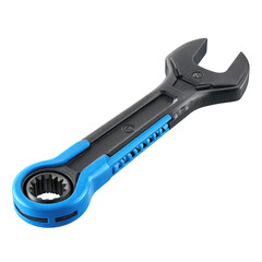 Obraz premium Modern Blue and Black Wrench 3D Rendered Tool, isolated on transparent background, perfect cutout, PNG