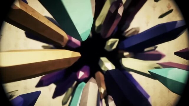 Colorful crayons explosion