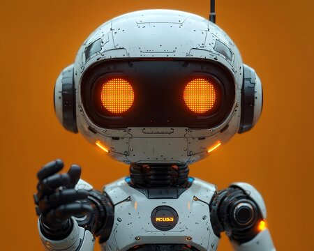 Robotic Companion: An engaging portrait of a friendly, high-tech robot, showcasing sleek design and an inviting presence.