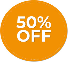 50% sale orange and white vibrant colors icon vector illustration