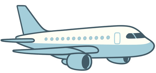 Cartoon Passenger Airplane Illustration - Commercial Jet Aircraft