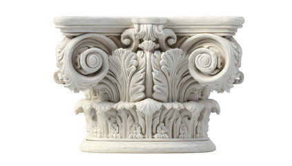 High quality photo of ornate corinthian column capital isolated on transparent background.