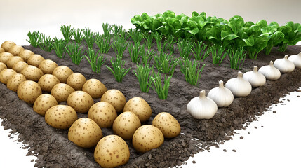 Row Crops Potatoes Garlic Greens Garden Design