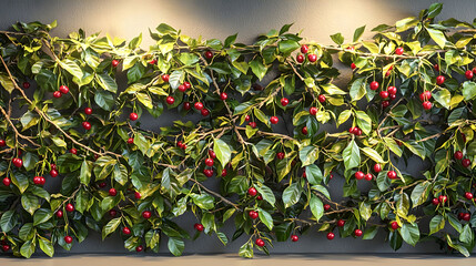 Red Berries And Green Leaves Wall Decoration