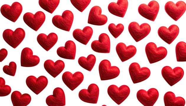 Many red hearts on a black background