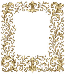 Ornate Vintage Frame with Intricate Floral Patterns - Classic Gold Design
