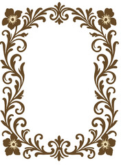Vintage Floral Frame Engraved Design - Ornate Floral Border for Photos