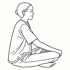 Minimalist outline of a person in a serene meditative pose symbolizing peace and mindfulness