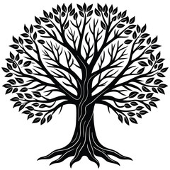 Obraz premium Minimalist hand drawn tree silhouette in monochrome perfect for nature and design projects